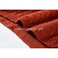 Women's Knitted Turtleneck Cable Asymmetric Hem Pullover